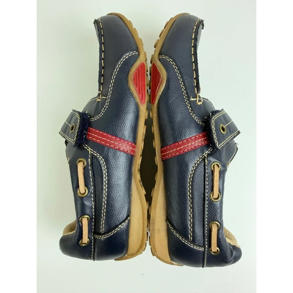 The Children's Place Boys Size 5 Navy Blue Boat Shoes Hook Loop Loafers Casual
